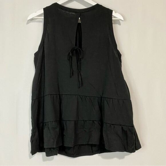 Women’s Crewneck Tiered Ruffle Back Tie Tank Black Size Medium NWOT - Picture 7 of 7